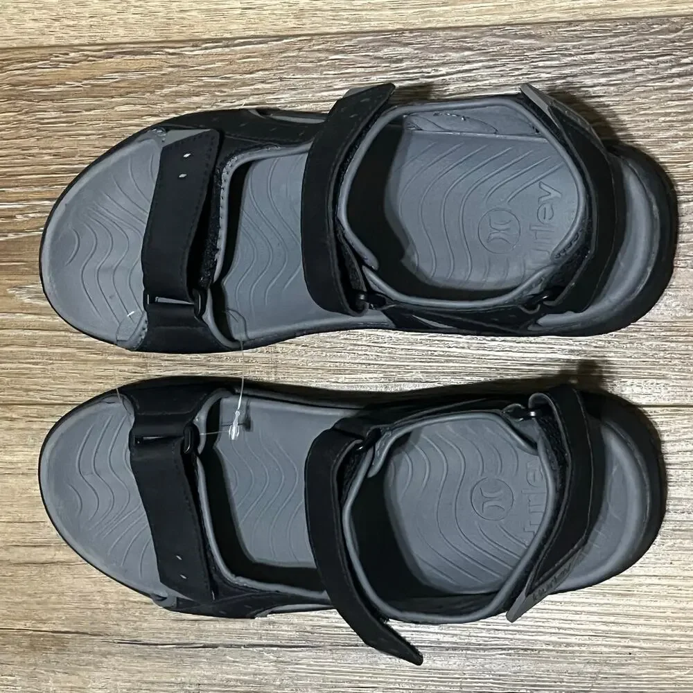 NWOT Hurley ODESSA Black/Gray Sport Strap Sandals Men's Size 10M Hiking Outdoors